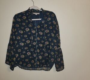 LOFT Dark Floral Blouse